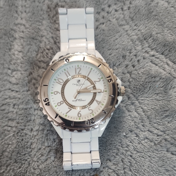 White and Silver Watch- Charles Dumont Paris